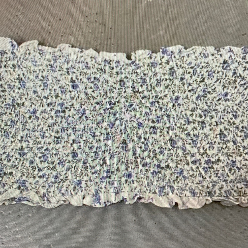Reformation White Floral Smocked Top with Lavender and Green Accents